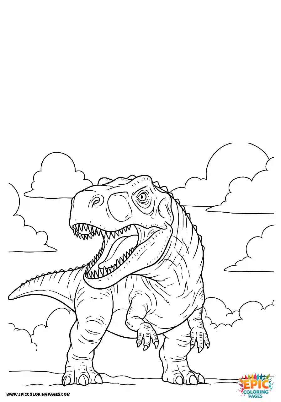 Simple carnotaurus dinosaur bellowing towards the heavens free printable