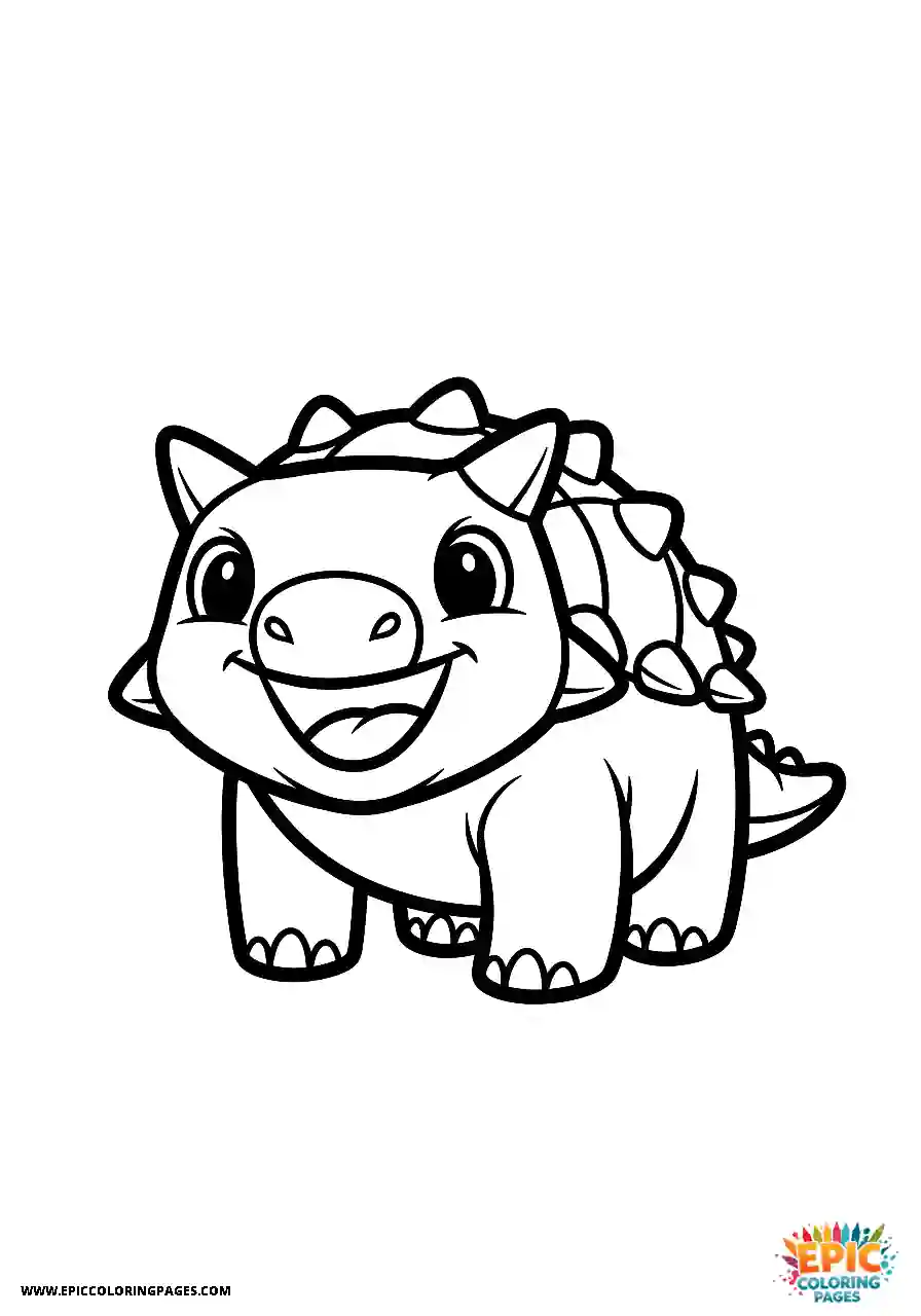 Ankylosaurus Simple cartoon style Ankylosaurus dinosaur walking left in profile bold outlines