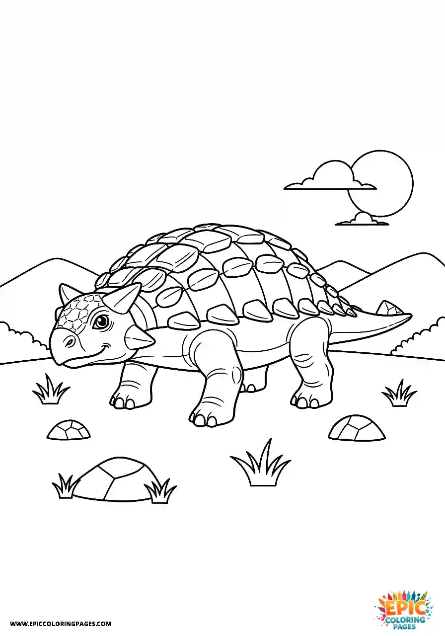 Ankylosaurus Simple realistic style Ankylosaurus dinosaur in a sparse environment