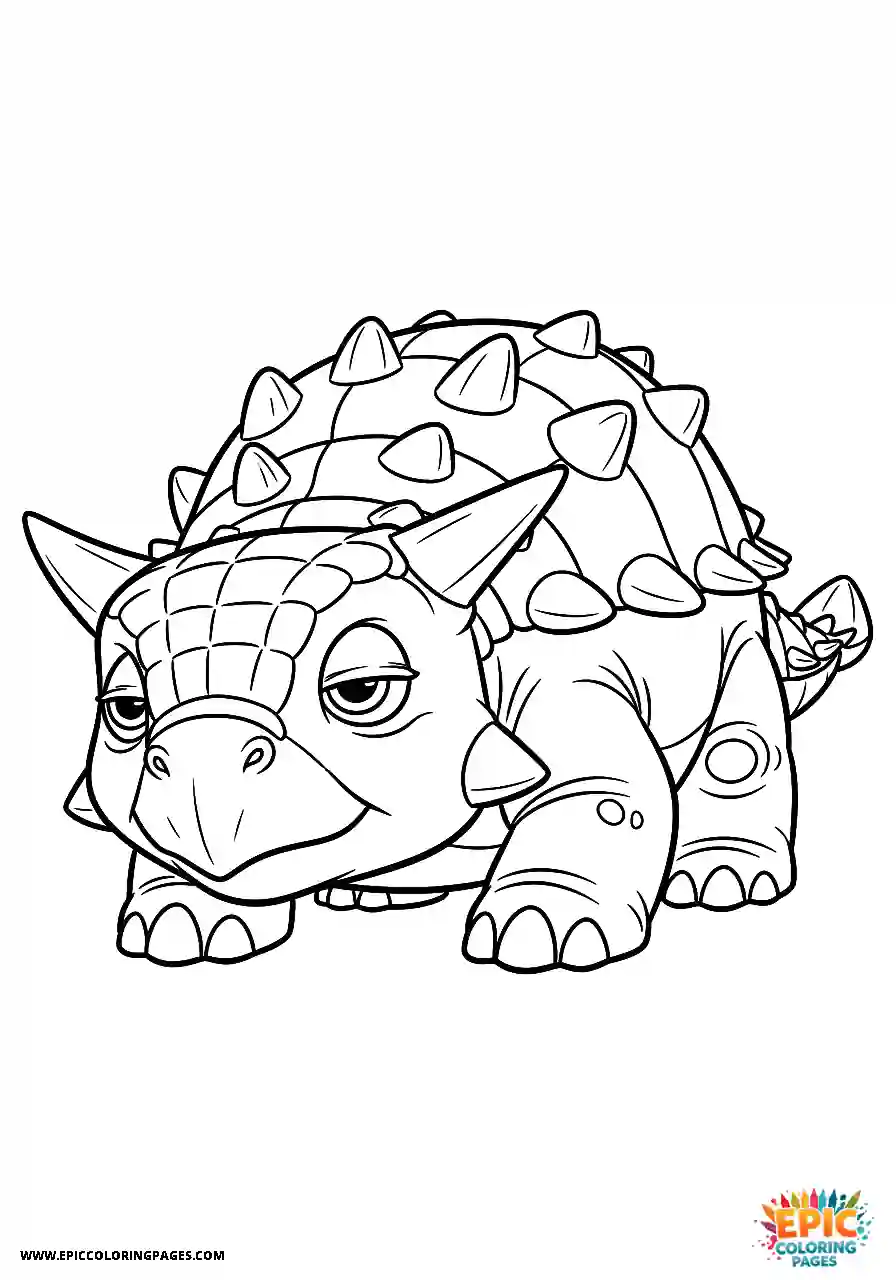Ankylosaurus Sleepy animation style Ankylosaurus dinosaur looking drowsy