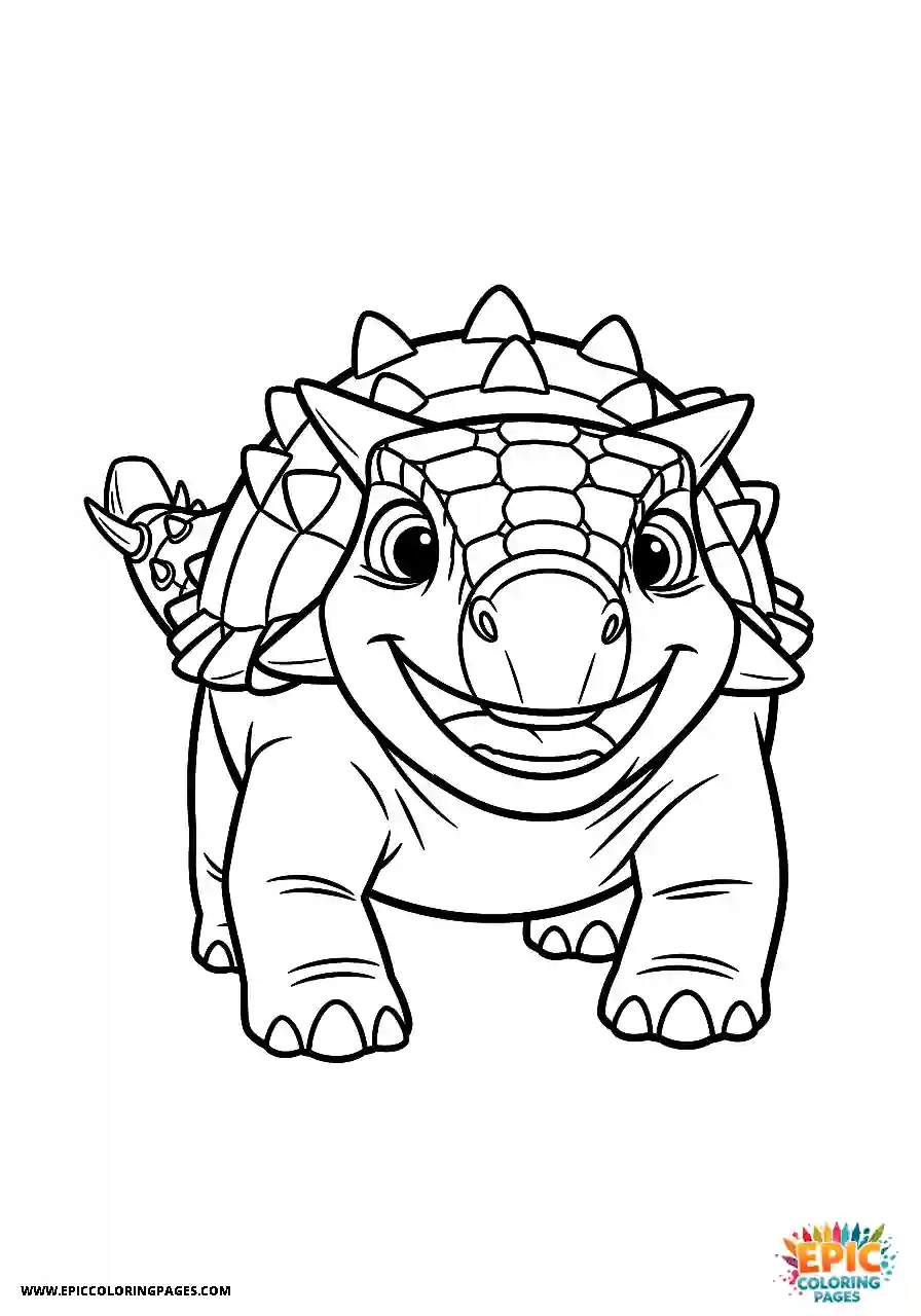 Ankylosaurus Smiling animation style Ankylosaurus dinosaur face close up