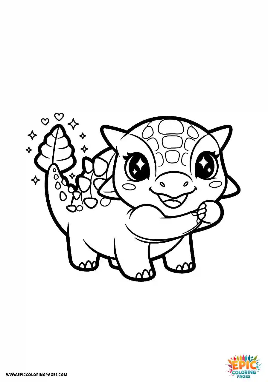 Ankylosaurus Soft Kawaii style Ankylosaurus dinosaur as a plush toy thick lines