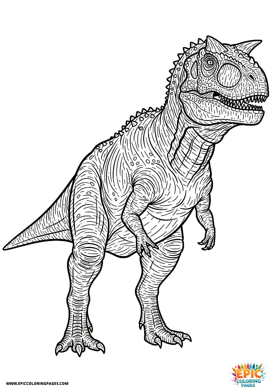 Static side profile of a carnotaurus dinosaur for adults free printable