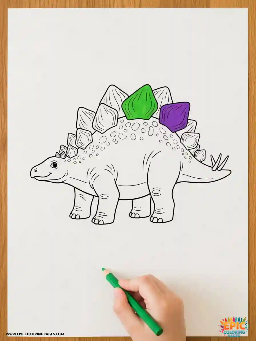 stegosaurus dinosaur coloring Page featuring a plated dino design with thick lines