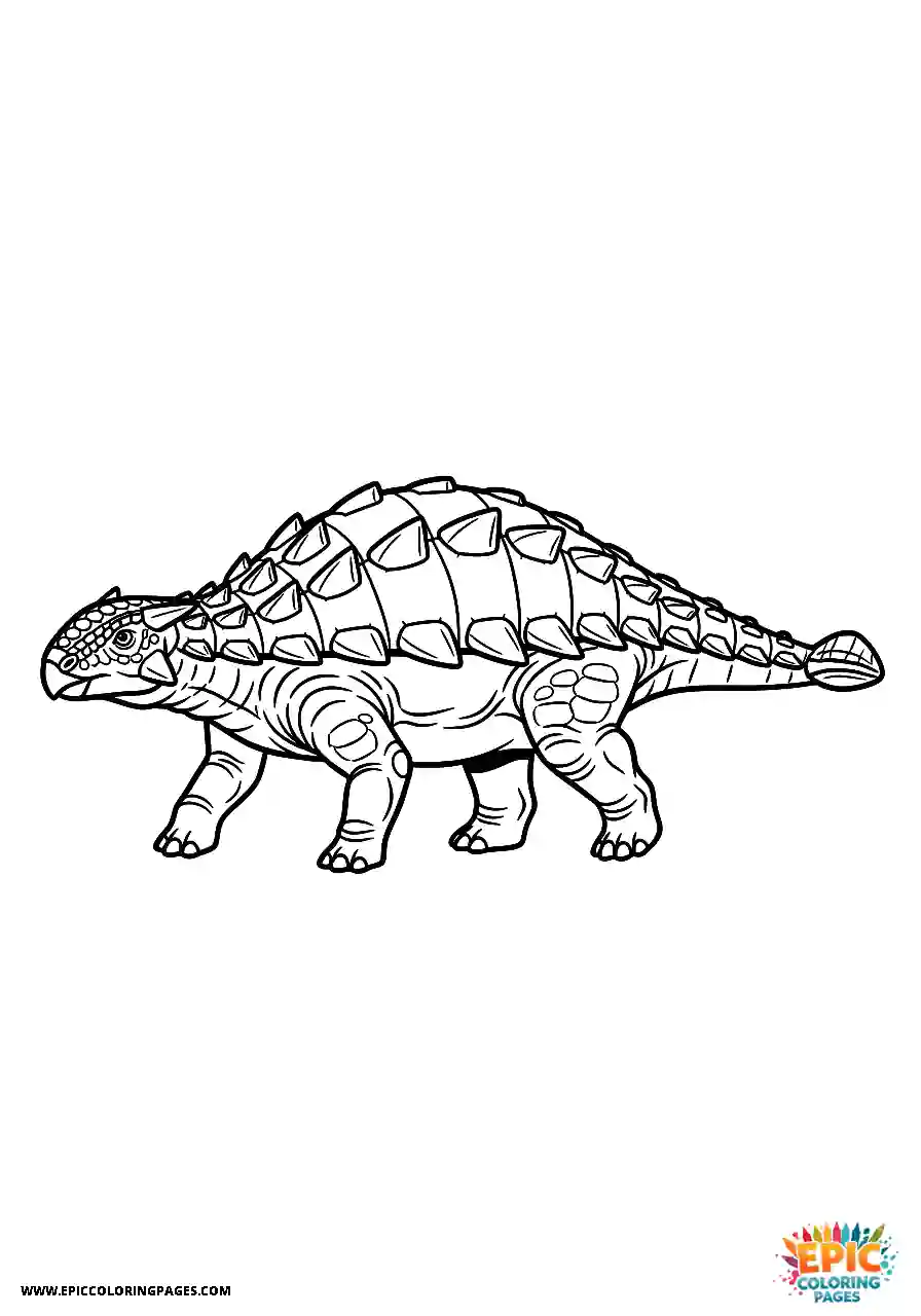 Ankylosaurus Sunny cartoon style Ankylosaurus dinosaur outlined against a simple sun bold outlines