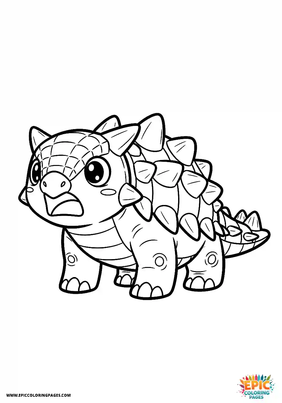Ankylosaurus Surprised anime style Ankylosaurus dinosaur showing shock