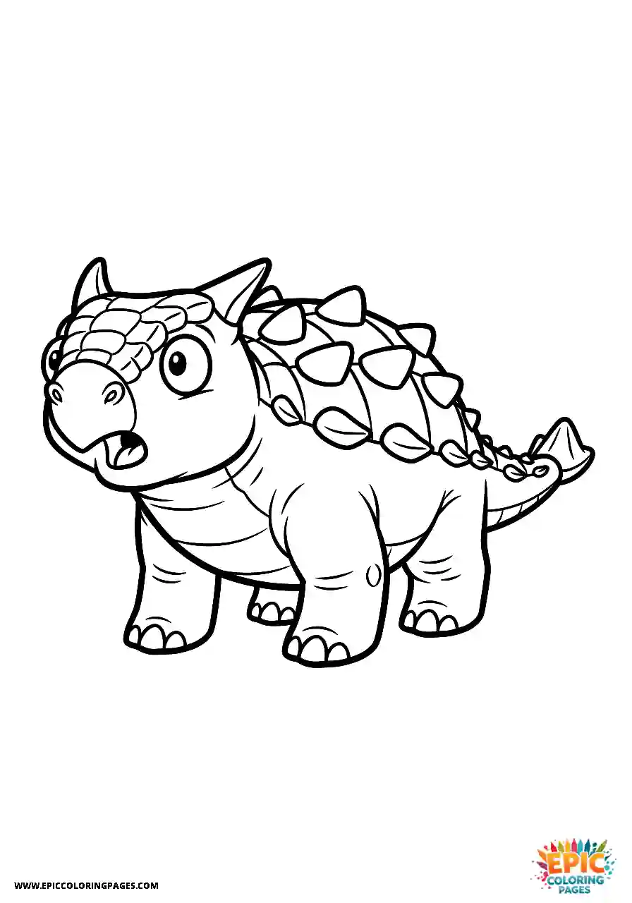Ankylosaurus Surprised cartoon style Ankylosaurus dinosaur looking shocked bold outlines