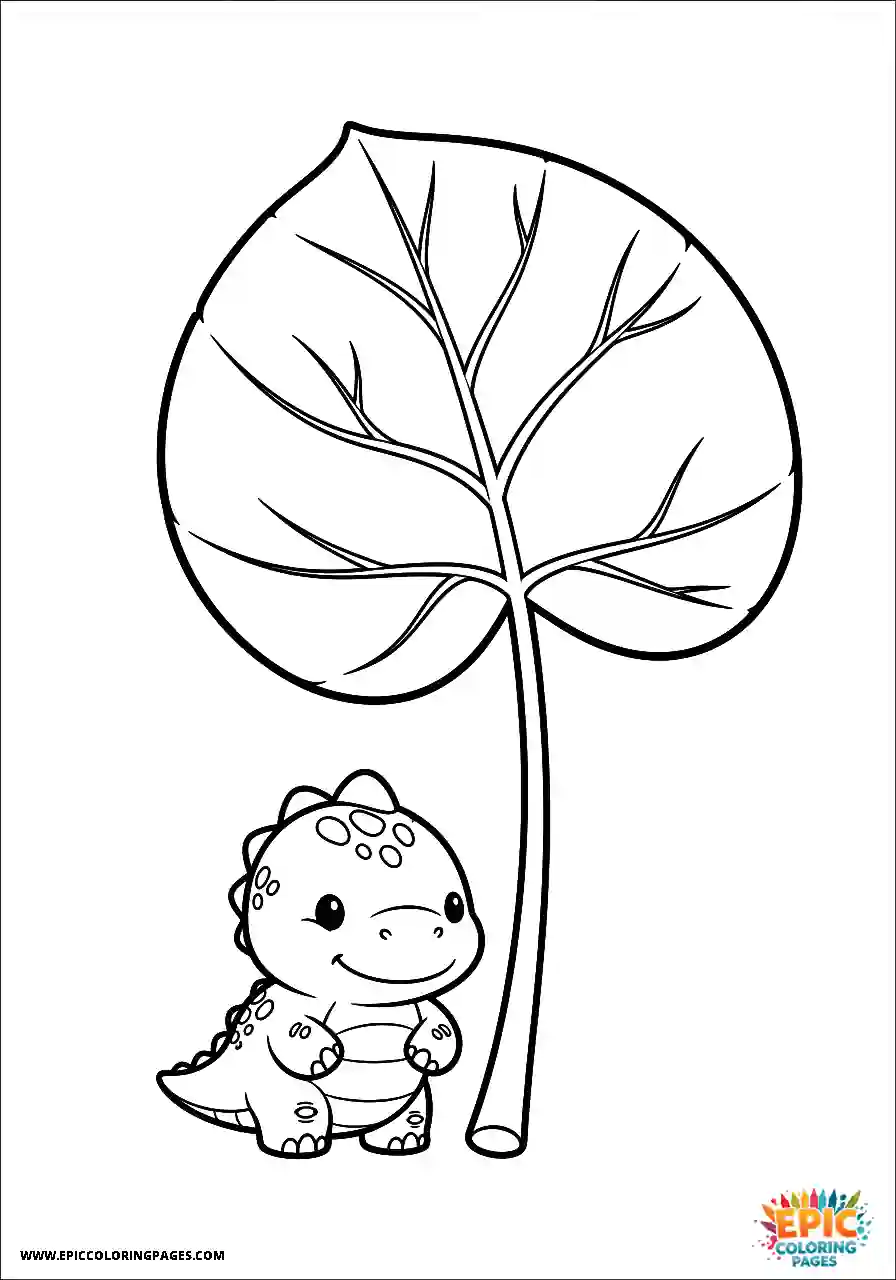 Brontosaurus Tiny Brontosaurus positioned near a giant plant