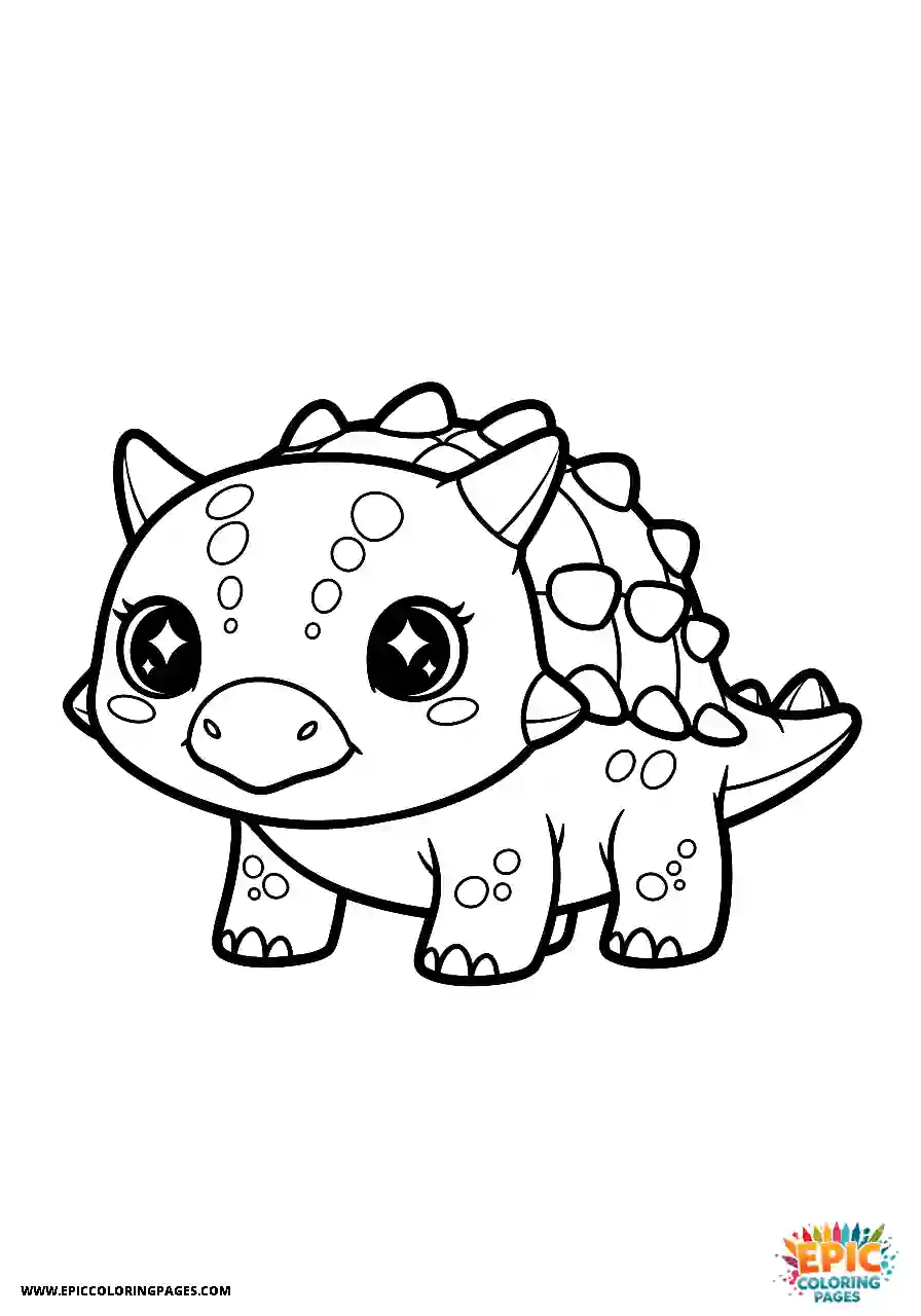 Ankylosaurus Twinkling Kawaii style Ankylosaurus dinosaur eyes thick lines