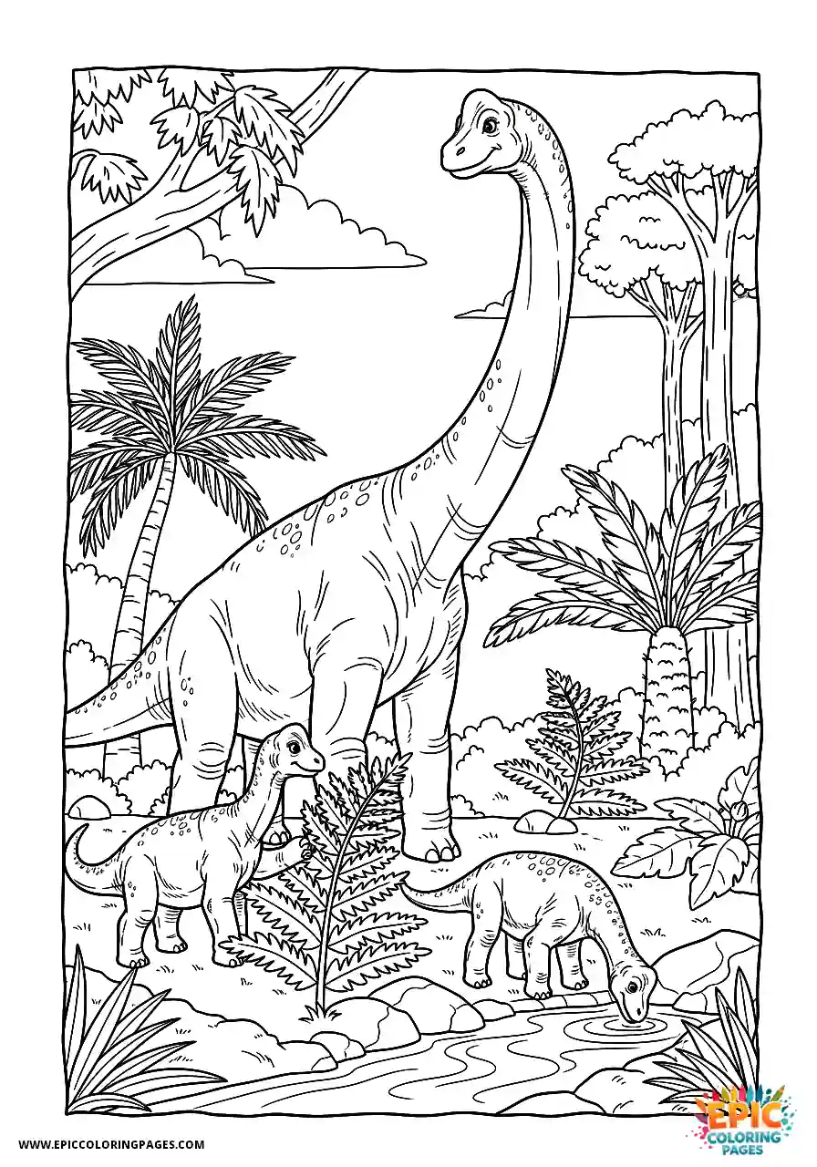 Brachiosaurus two realistic baby brachiosaurus playing together