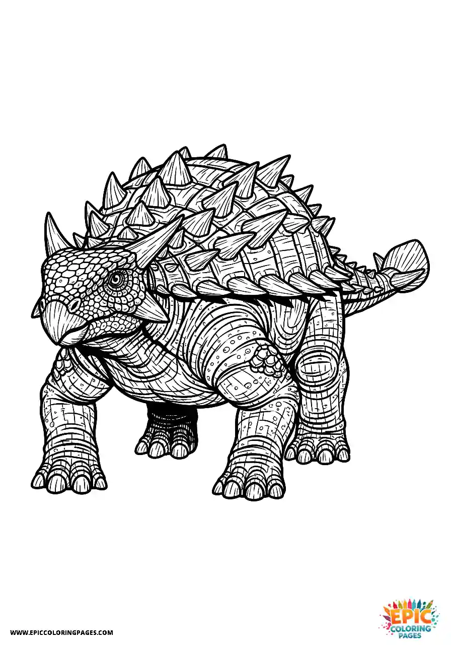 Ankylosaurus Watchful realistic style Ankylosaurus dinosaur in three quarter view