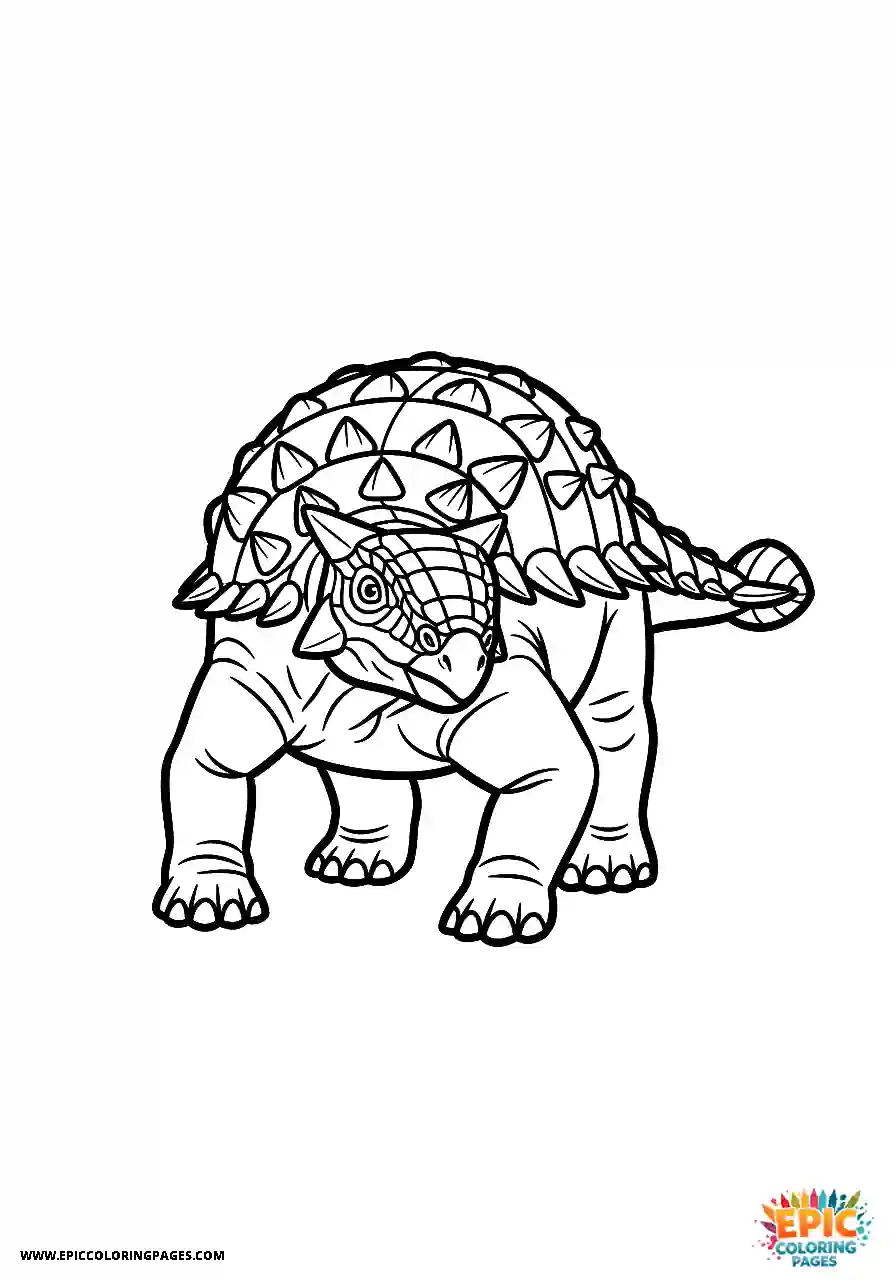Ankylosaurus Welcoming cartoon style Ankylosaurus dinosaur facing the viewer bold outlines