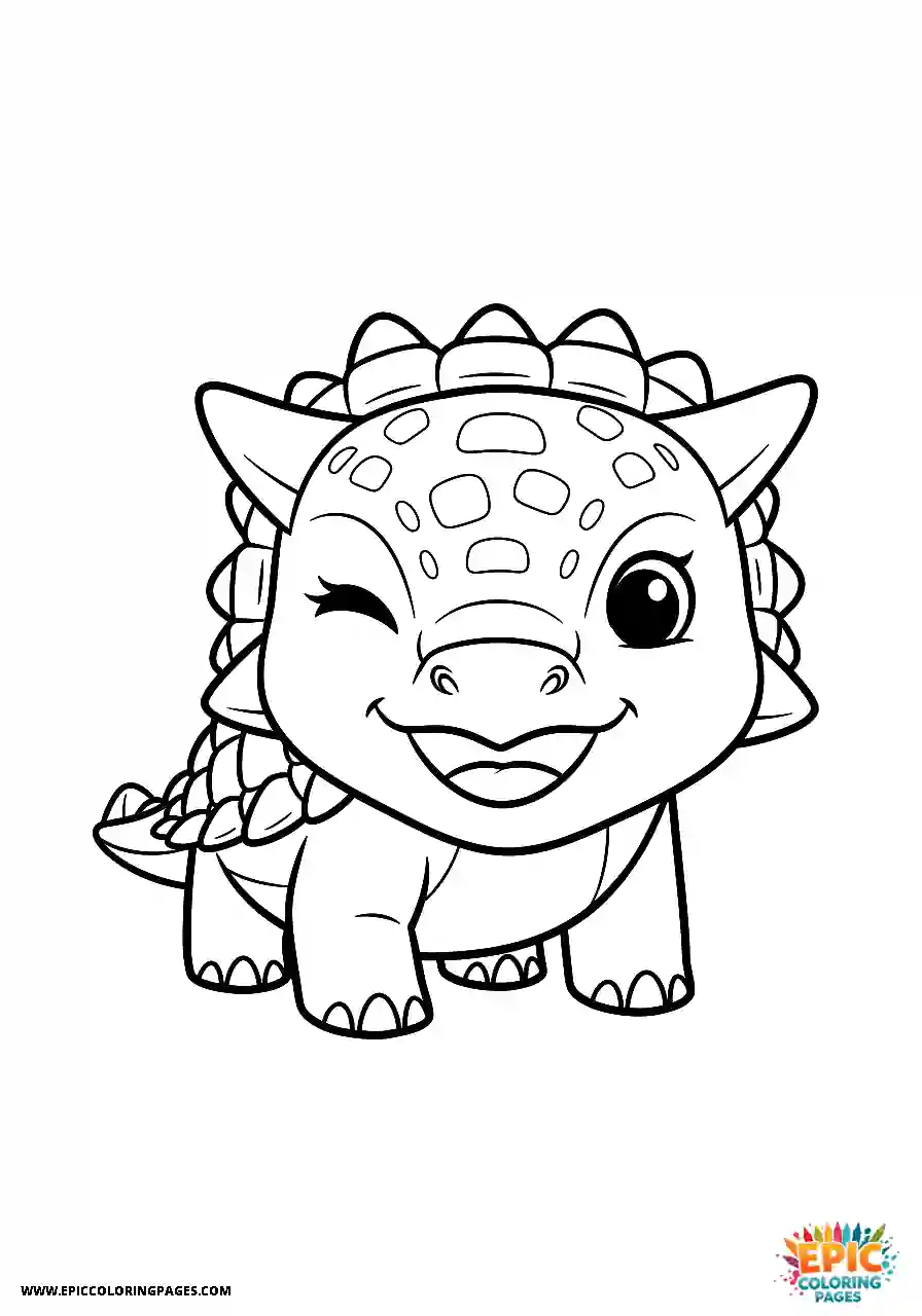 Ankylosaurus Winking Chibi style Ankylosaurus dinosaur giving a wink thick lines