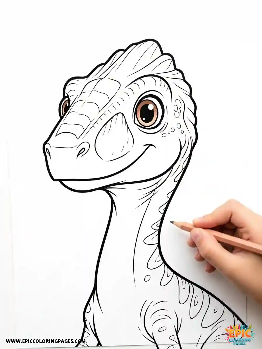 Therizinosaurus Stylized coloring Page featuring thick lines and a friendly dinosaur design, easy to color and fun for all ages