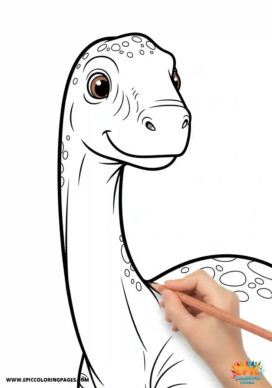 Apatosaurus coloring Page with thick lines featuring a gentle long-necked dinosaur