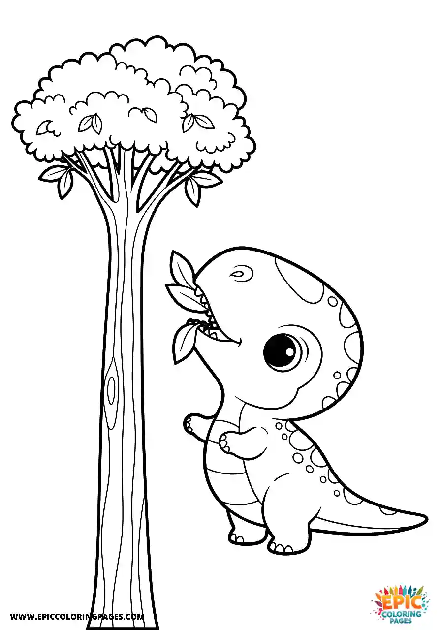 Argentinosaurus Argentinosaurus chibi style eating leaves from a tall tree