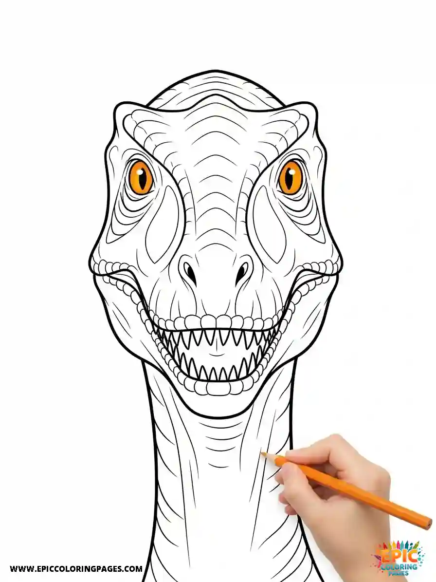 Baryonyx Stylized coloring Page featuring a dinosaur illustration drawn with clean, thick lines