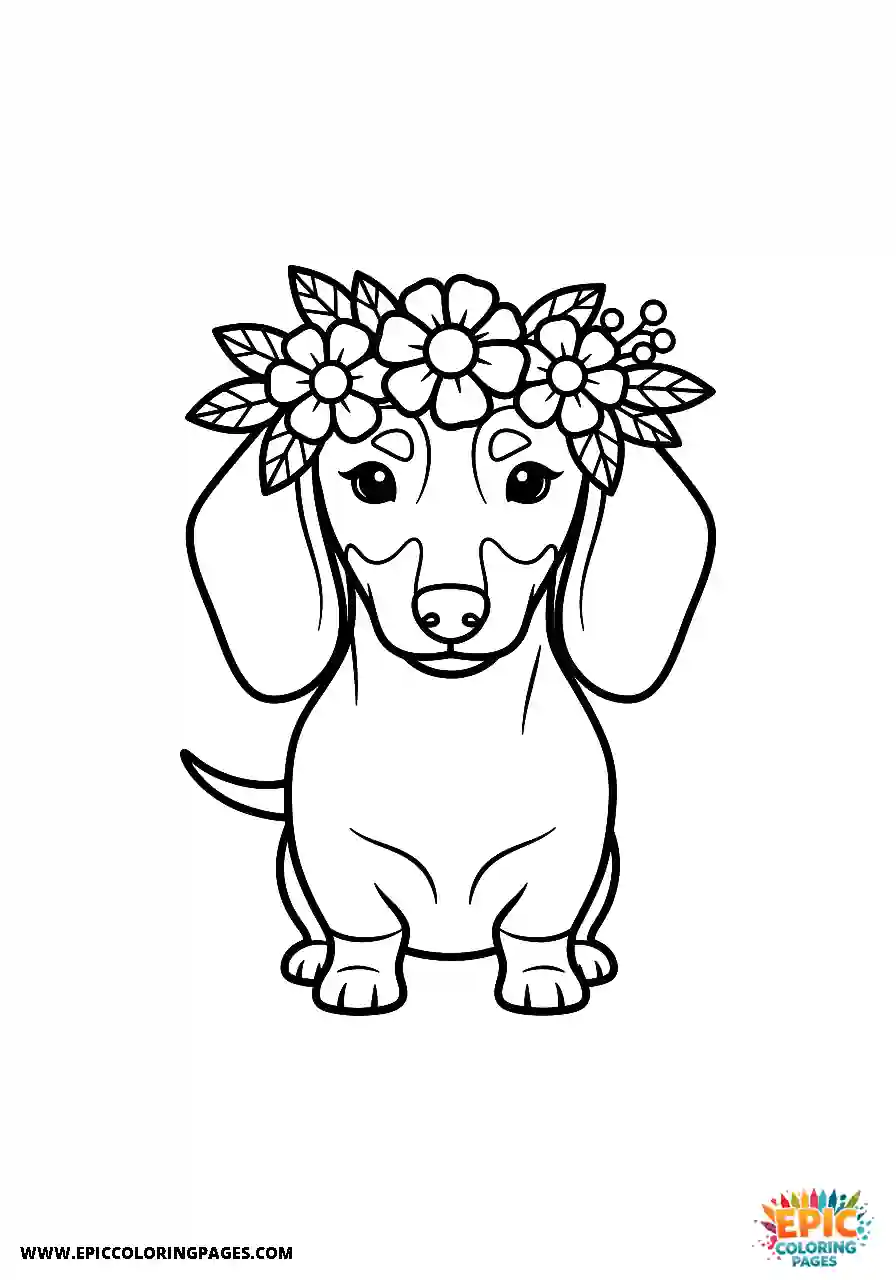 Dachshund Dachshund kawaii style adorned with a floral crown