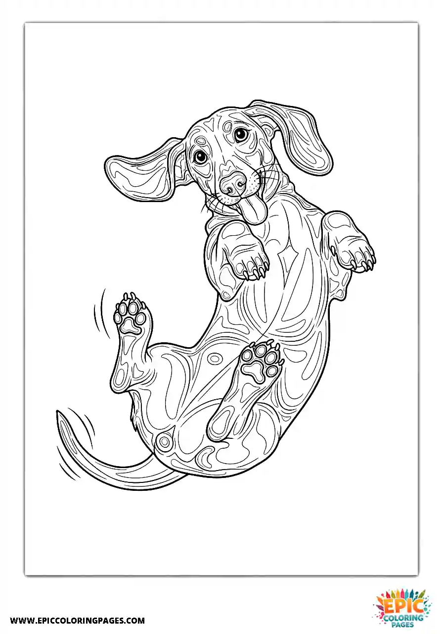 Dachshund Dachshund playfully rolling on its back