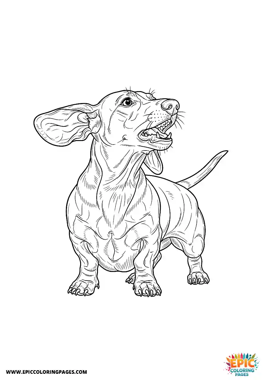 Dachshund Dachshund realistic style barking defensively