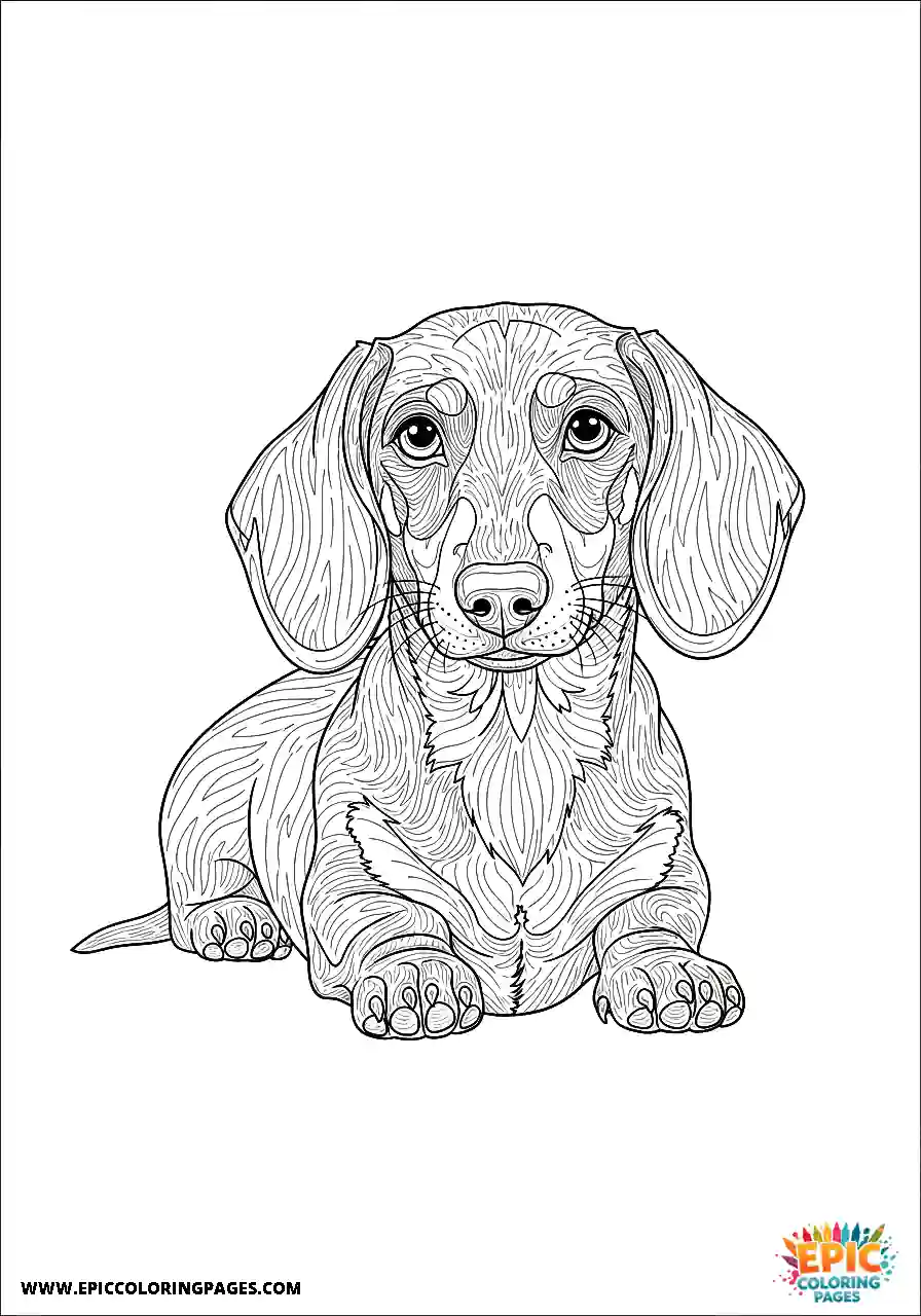 Dachshund Dachshund realistic style lying down with a content expression