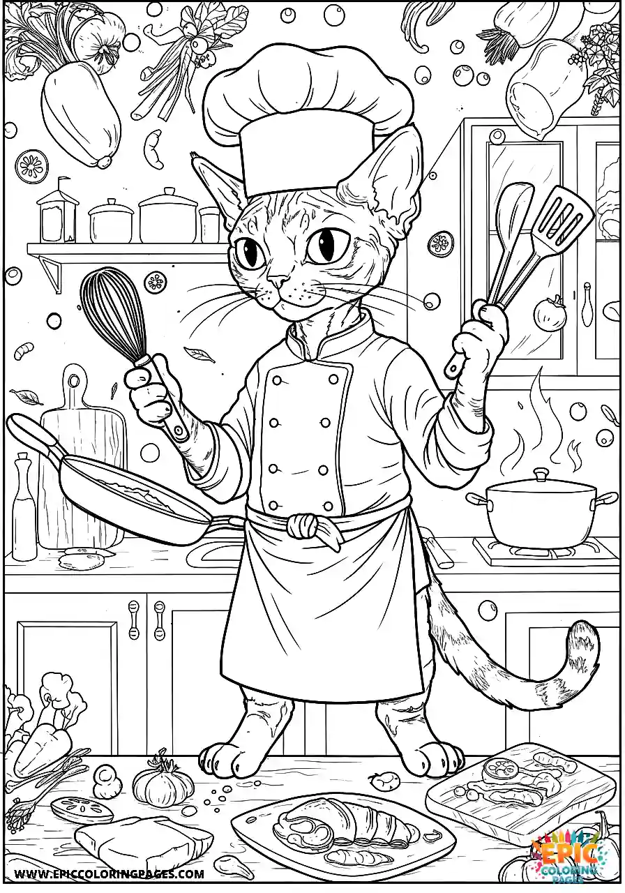 Devon Rex Devon rex cat acting as a chef