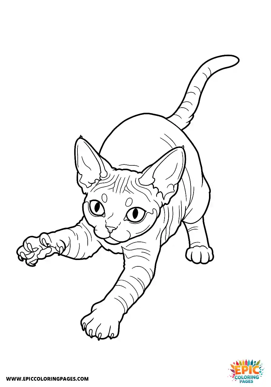 Devon Rex A devon rex cat captured in a focused mid pounce