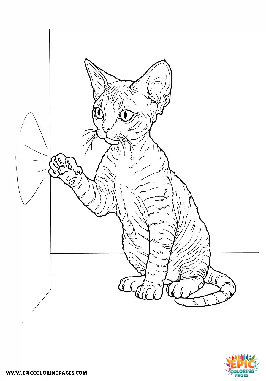 Devon Rex The devon rex cat chasing a light reflection