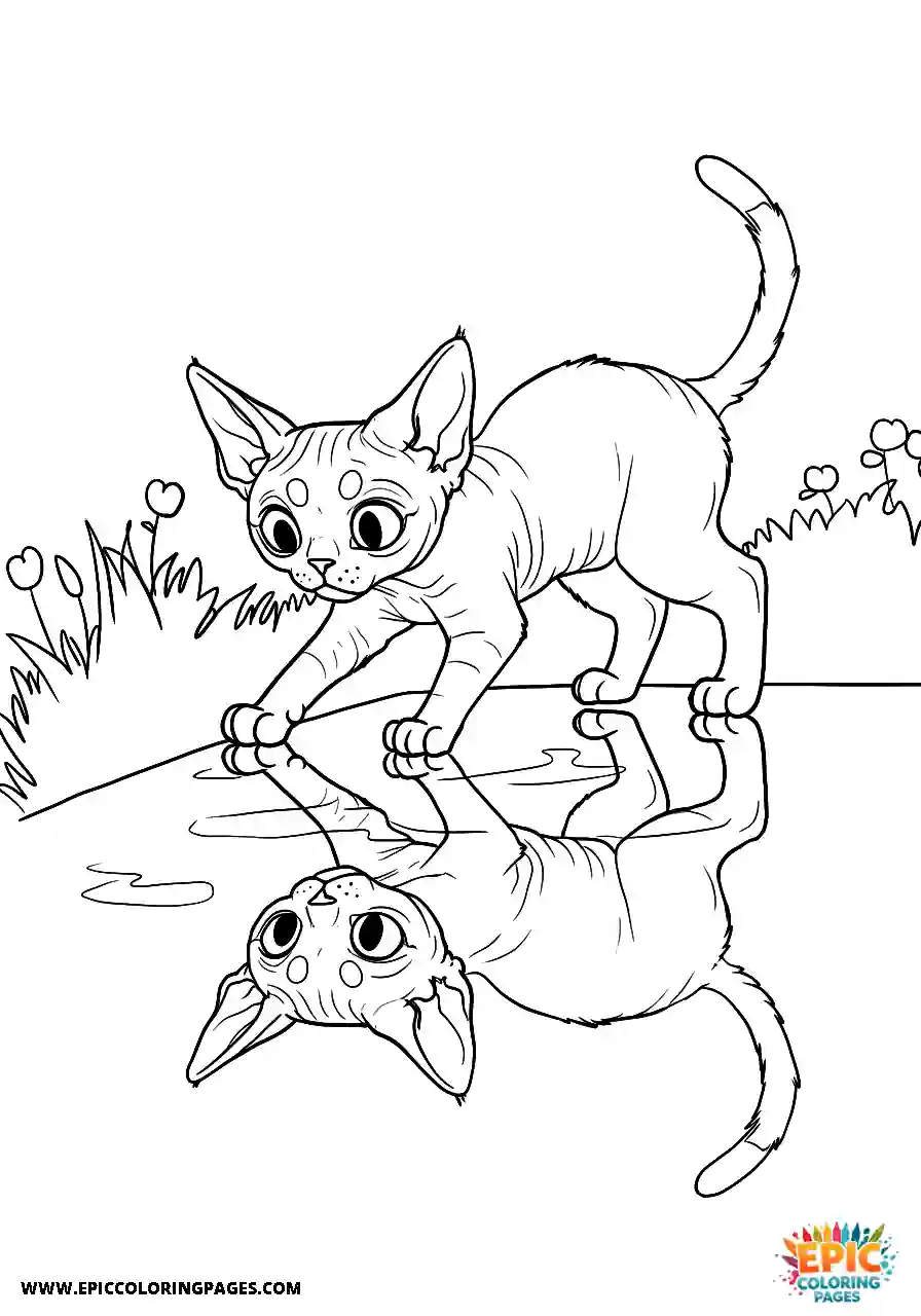 Devon Rex Devon rex cat chasing a reflection
