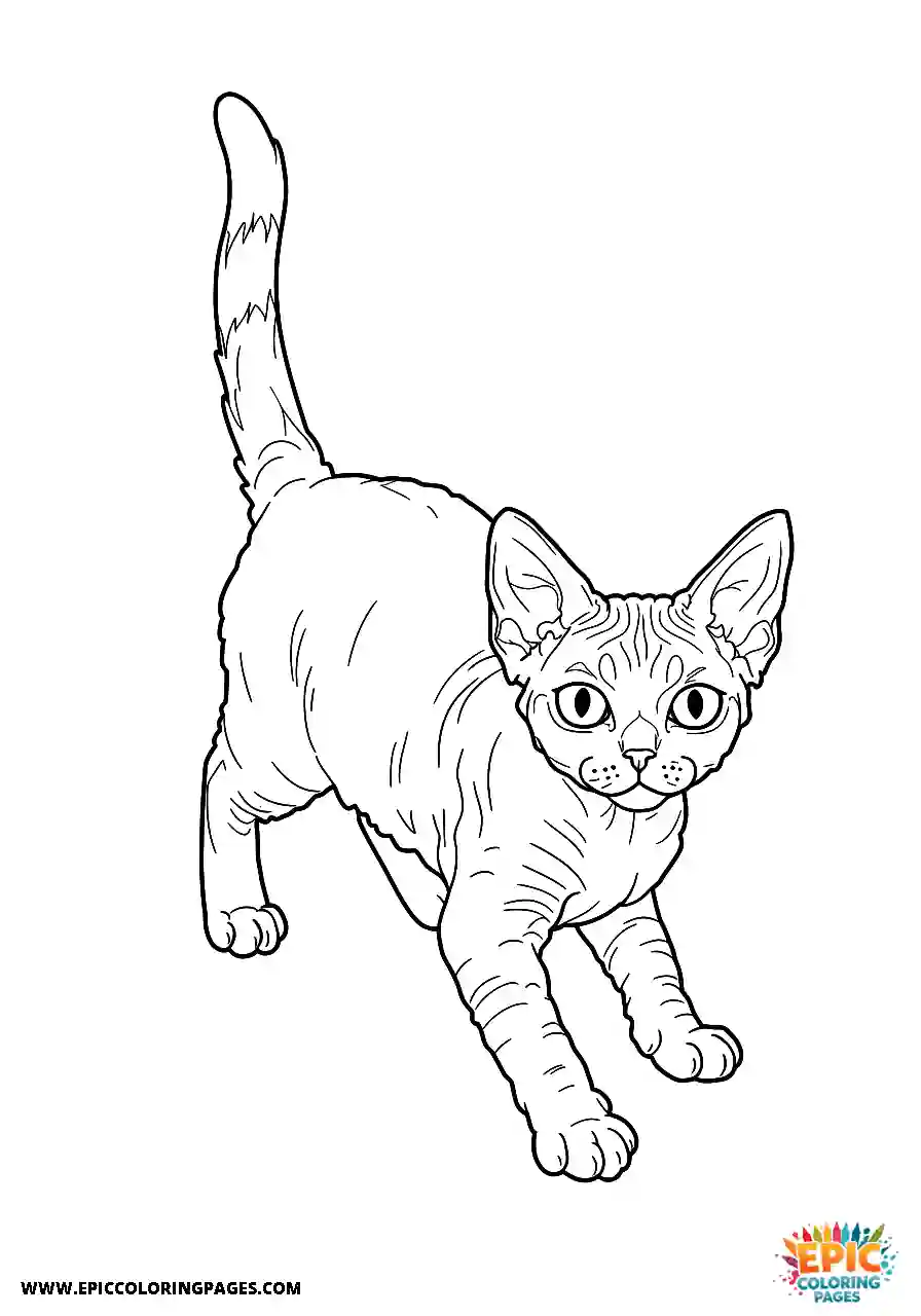 Devon Rex A devon rex cat easy chasing its tail in an energetic way