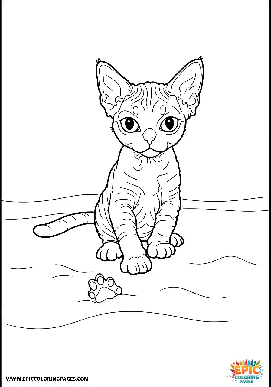 Devon Rex Devon rex cat easy making a tiny footprint in the sand