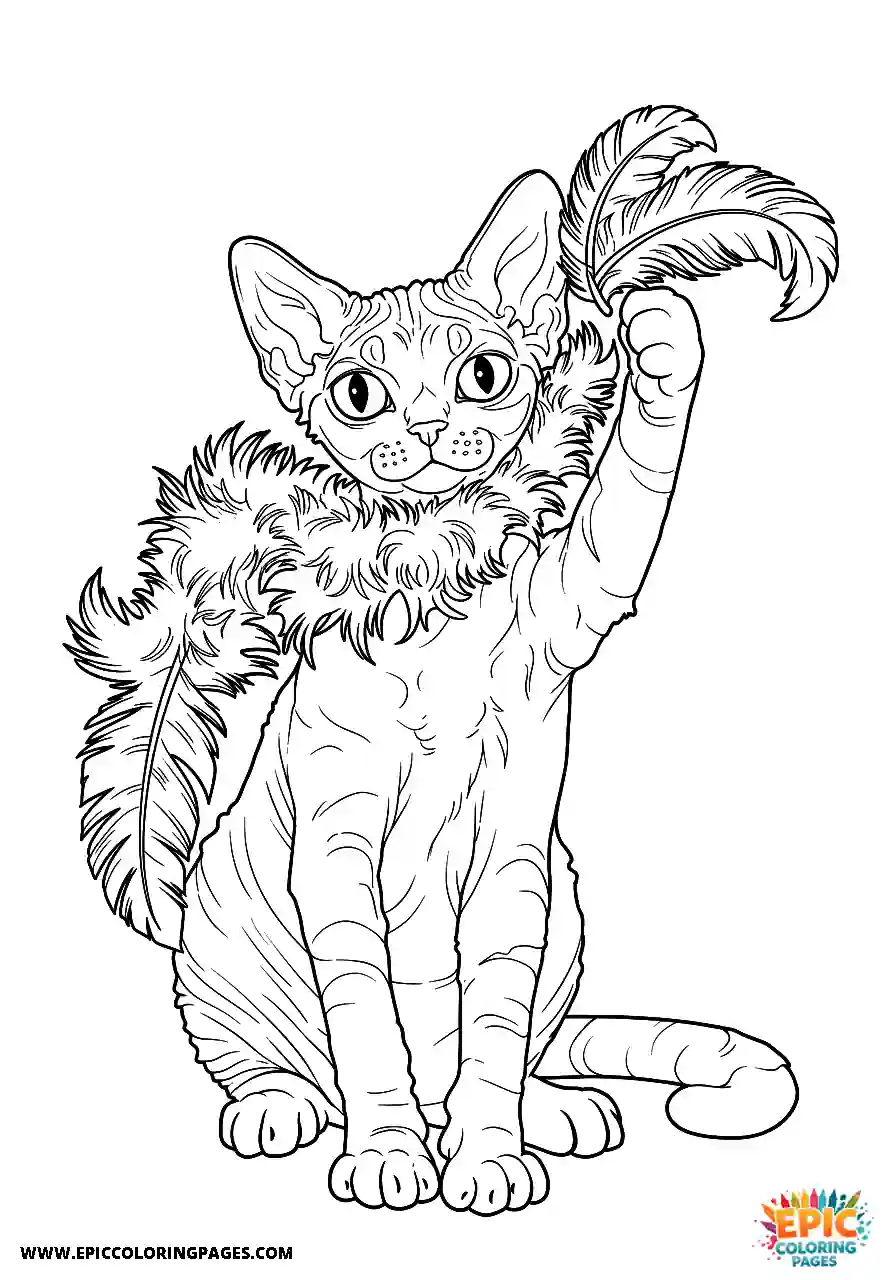 Devon Rex A devon rex cat with a feather boa