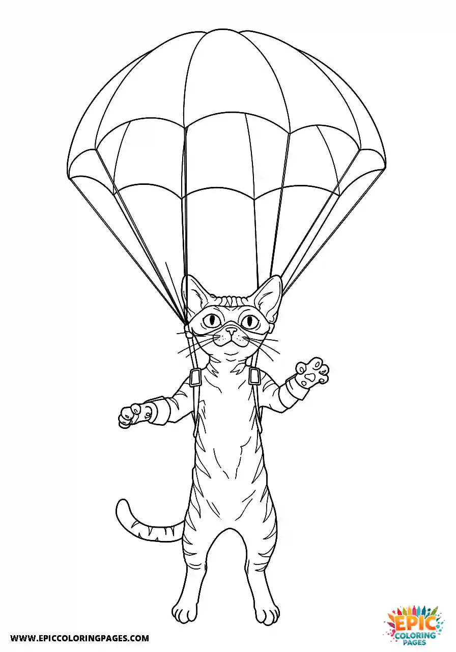 Devon Rex Devon rex cat flying with a tiny parachute