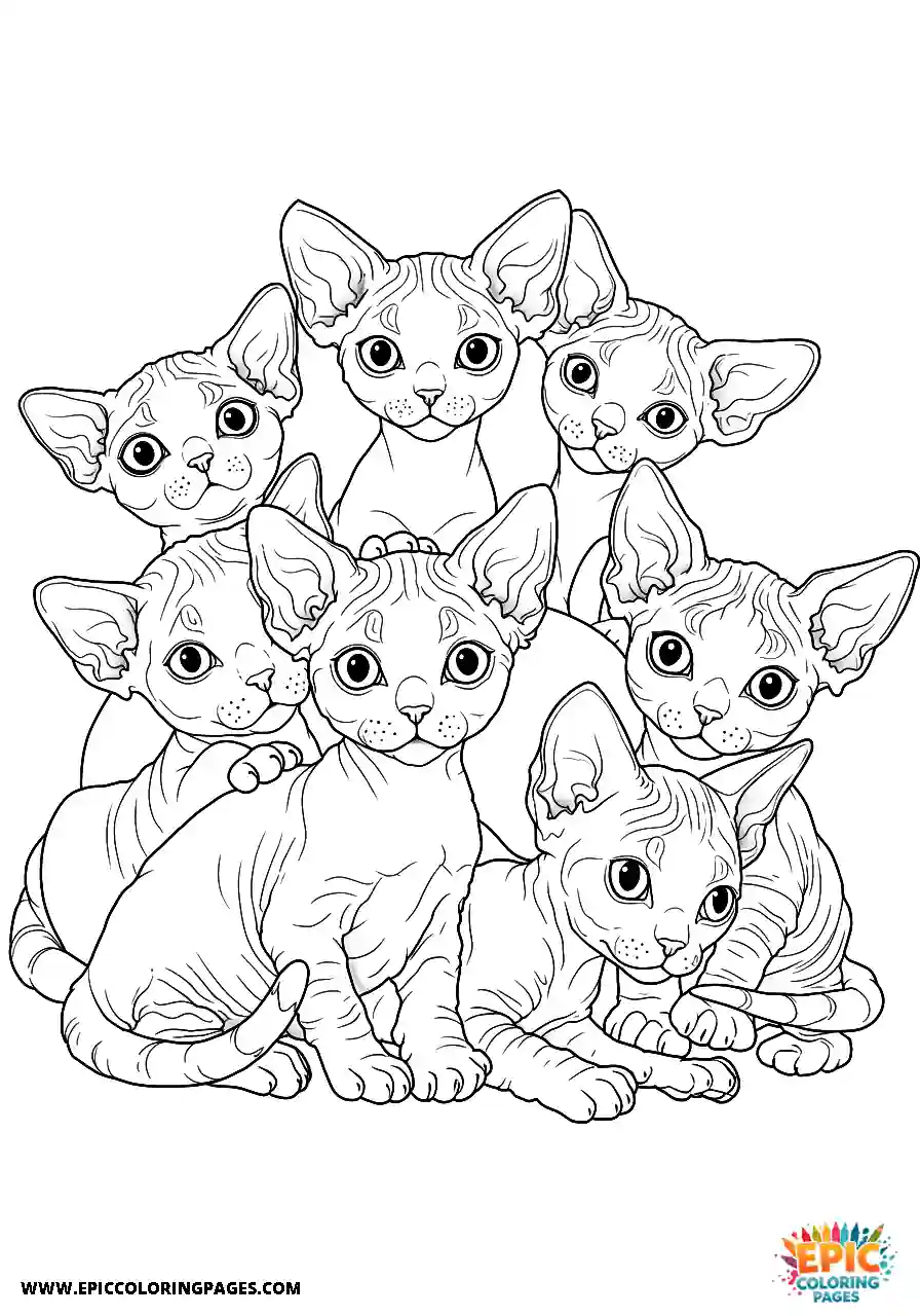 Devon Rex Devon rex cat group of tiny kittens