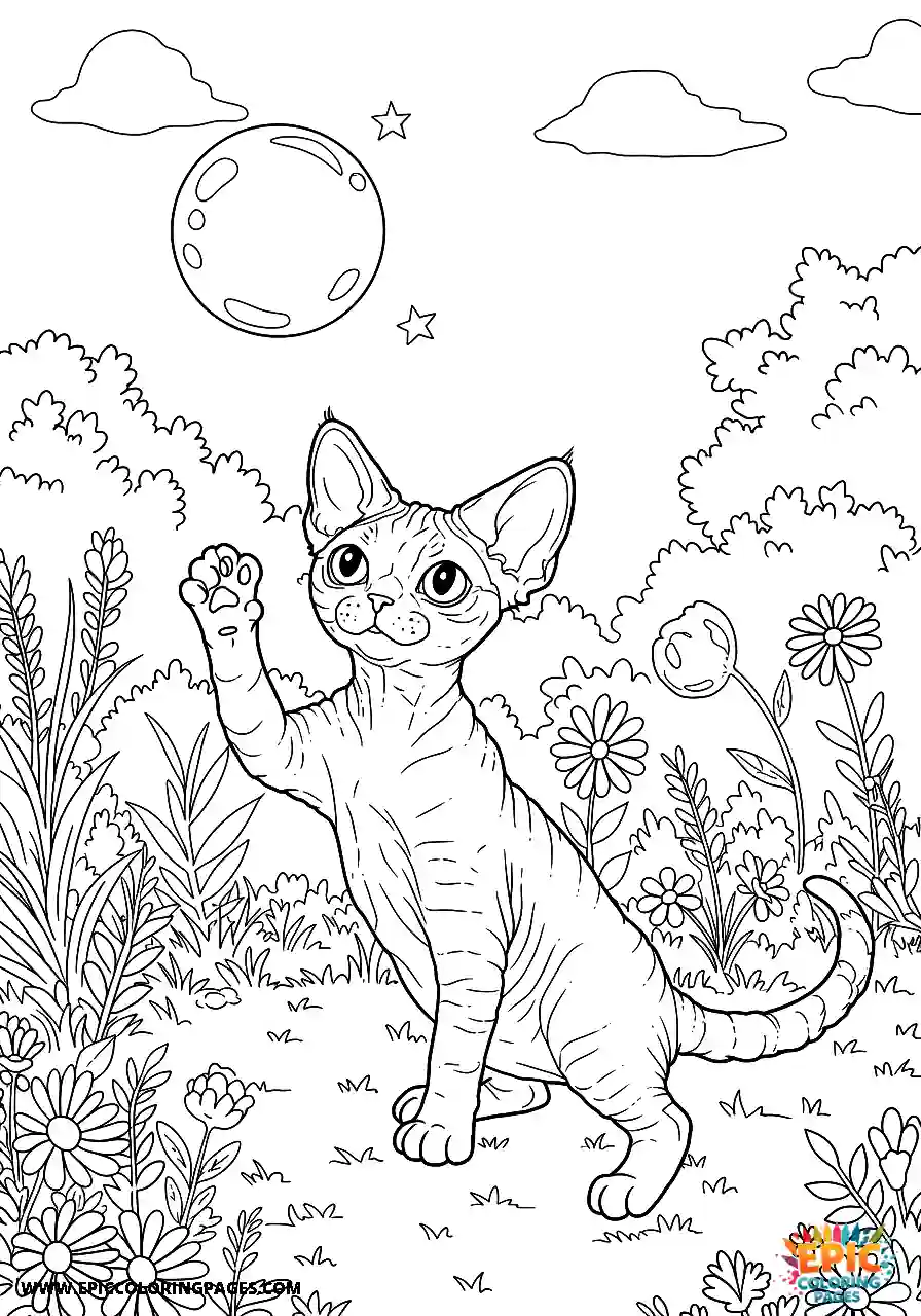 Devon Rex The devon rex cat having fun trying to catch a bubble