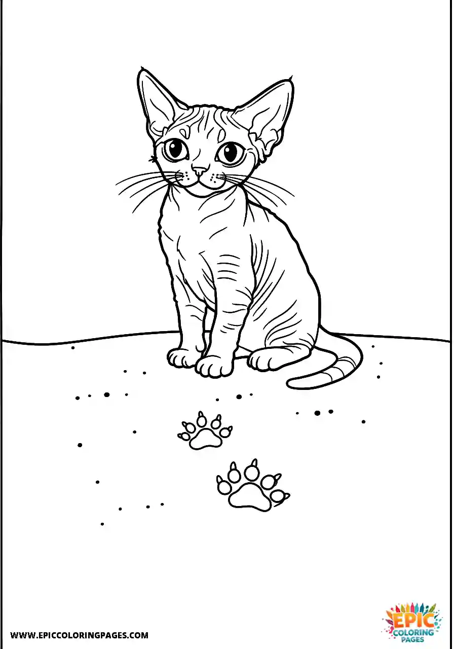 Devon Rex A devon rex cat leaving a charming tiny footprint in the sand