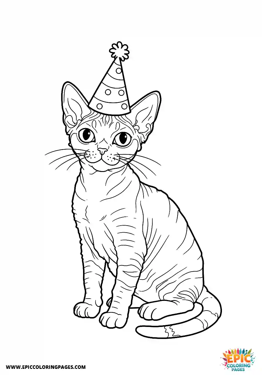 Devon Rex The devon rex cat in a party hat