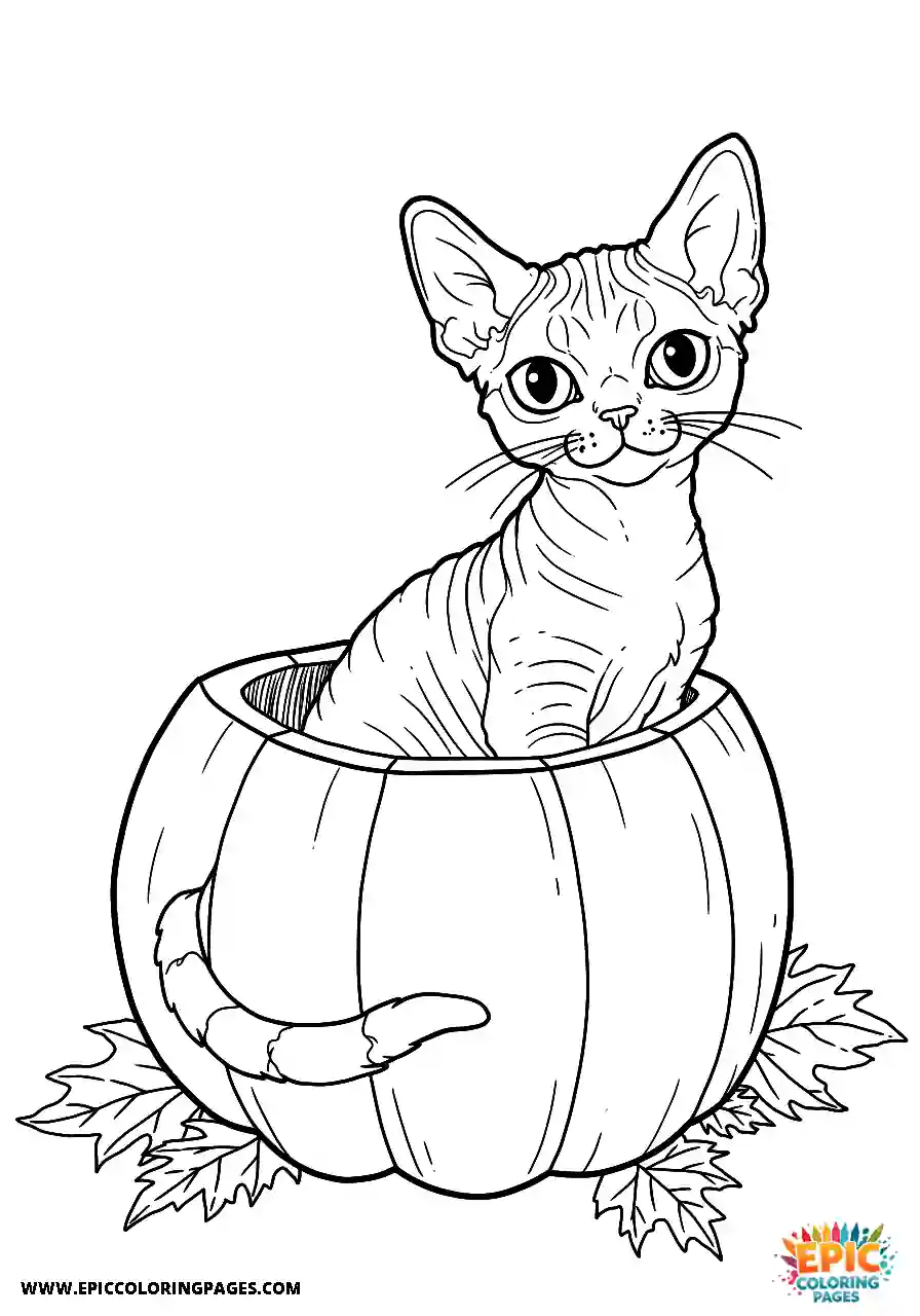 Devon Rex Devon rex cat in a pumpkin
