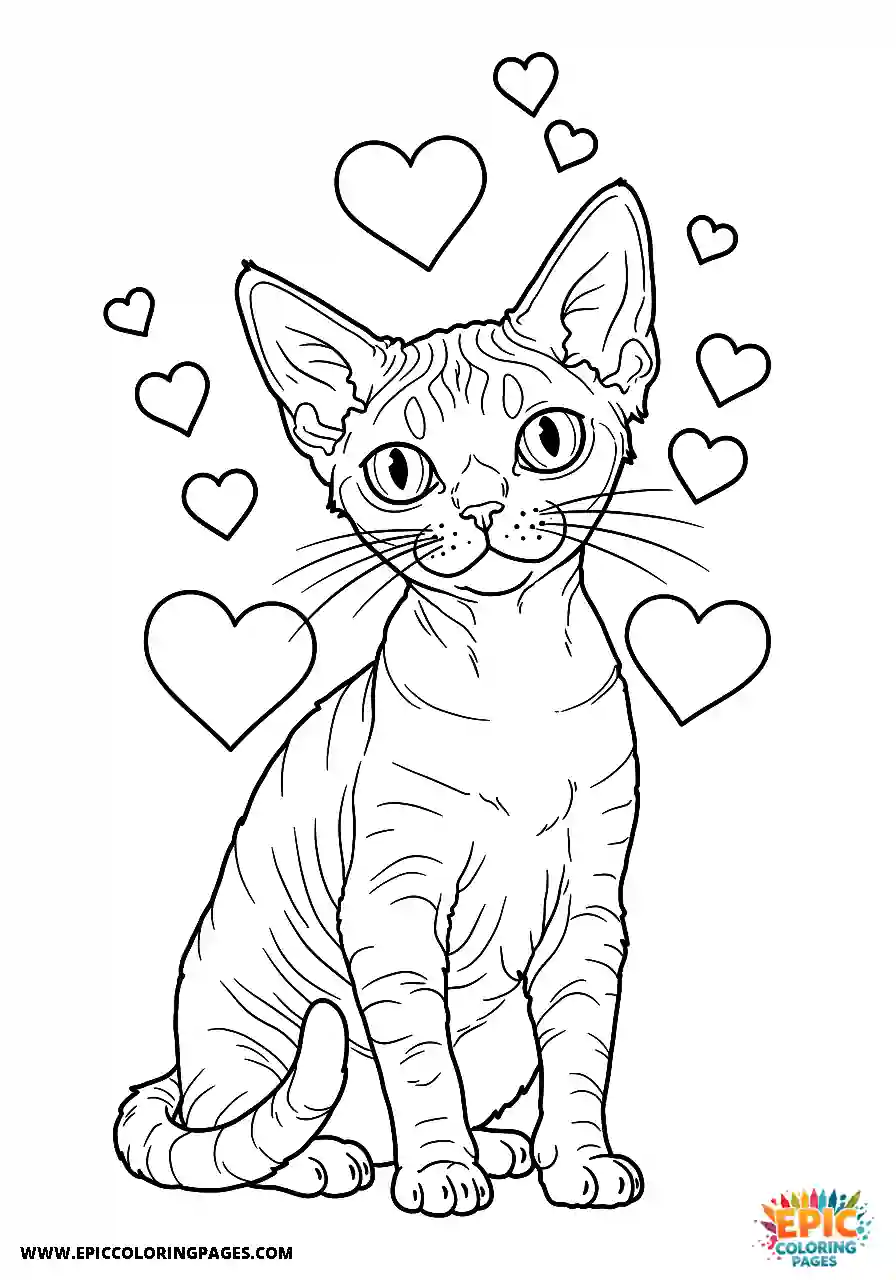 Devon Rex Devon rex cat surrounded by affection and hearts