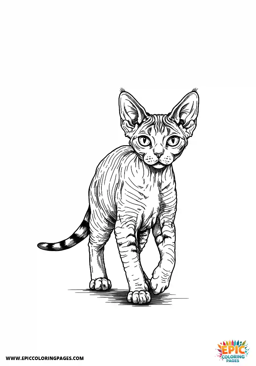 Devon Rex The devon rex cat walking with a confident stride