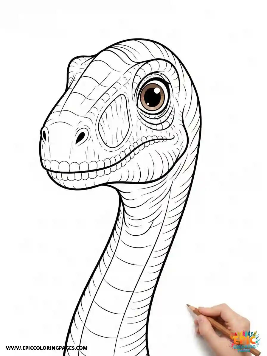 Gallimimus stylized coloring sheet featuring thick lines