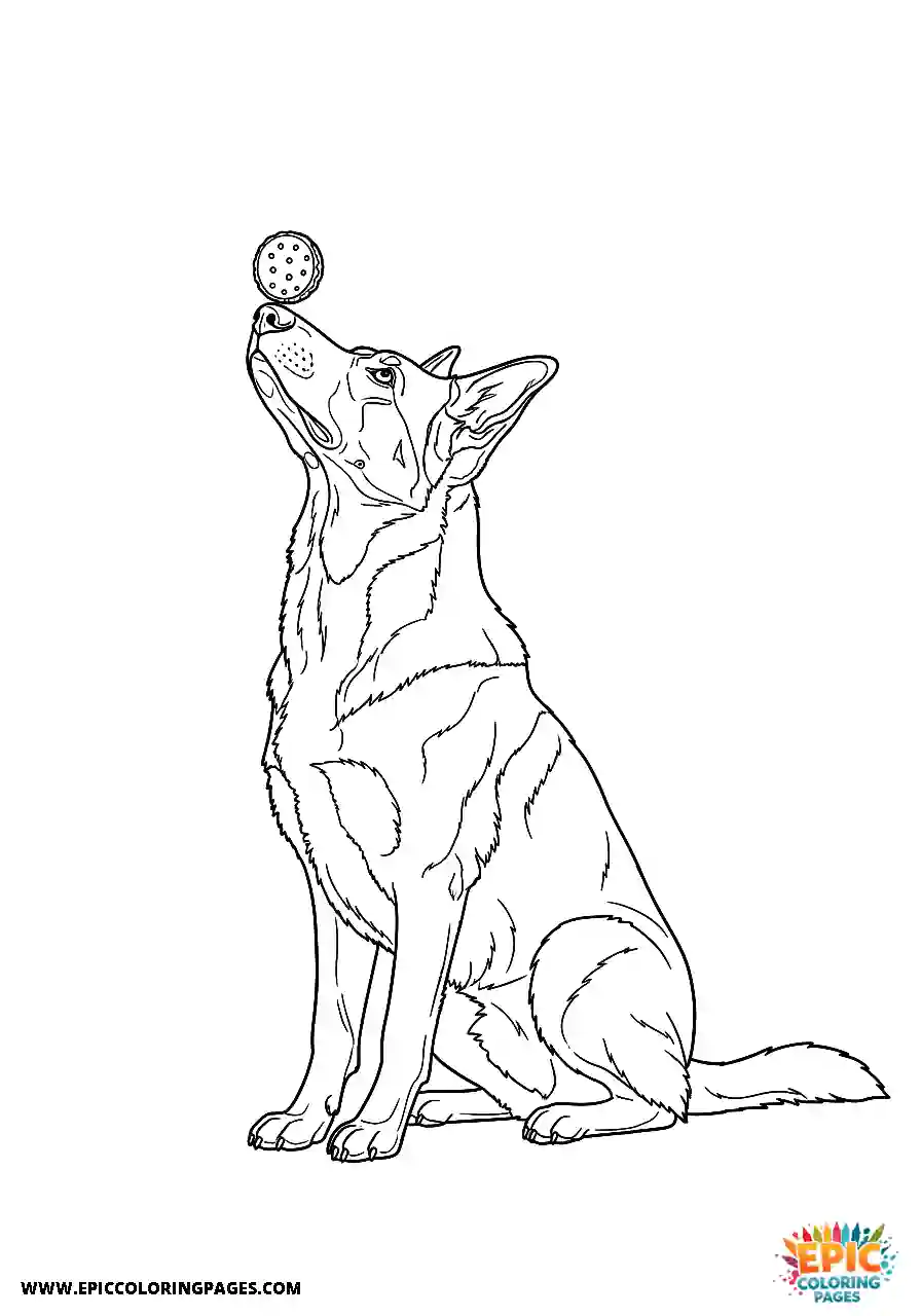 German Shepherd The german shepherd balancing a snack on its snout