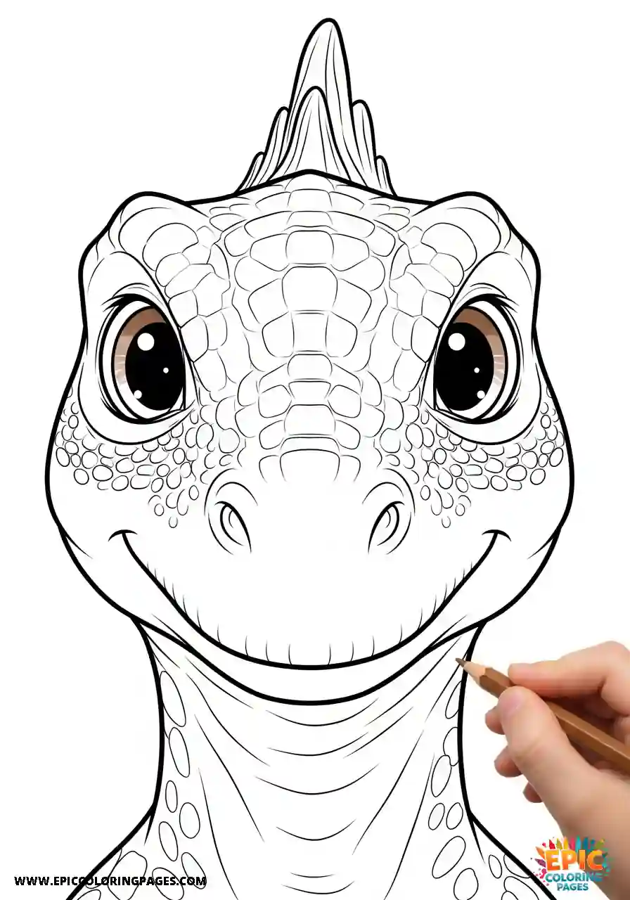 Iguanodon Stylized coloring Page with bold thick lines for a clear and fun design