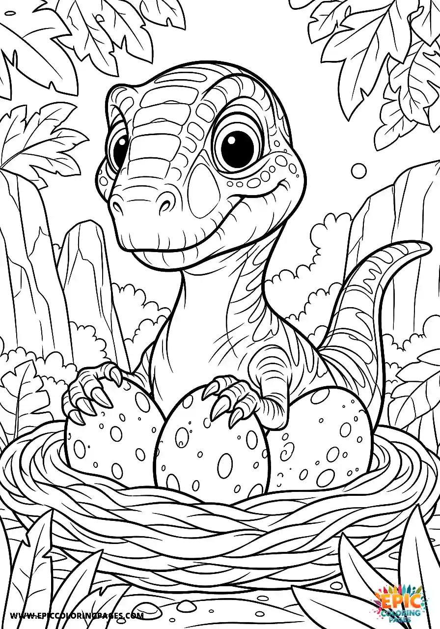 Oviraptor oviraptor guarding eggs from predators