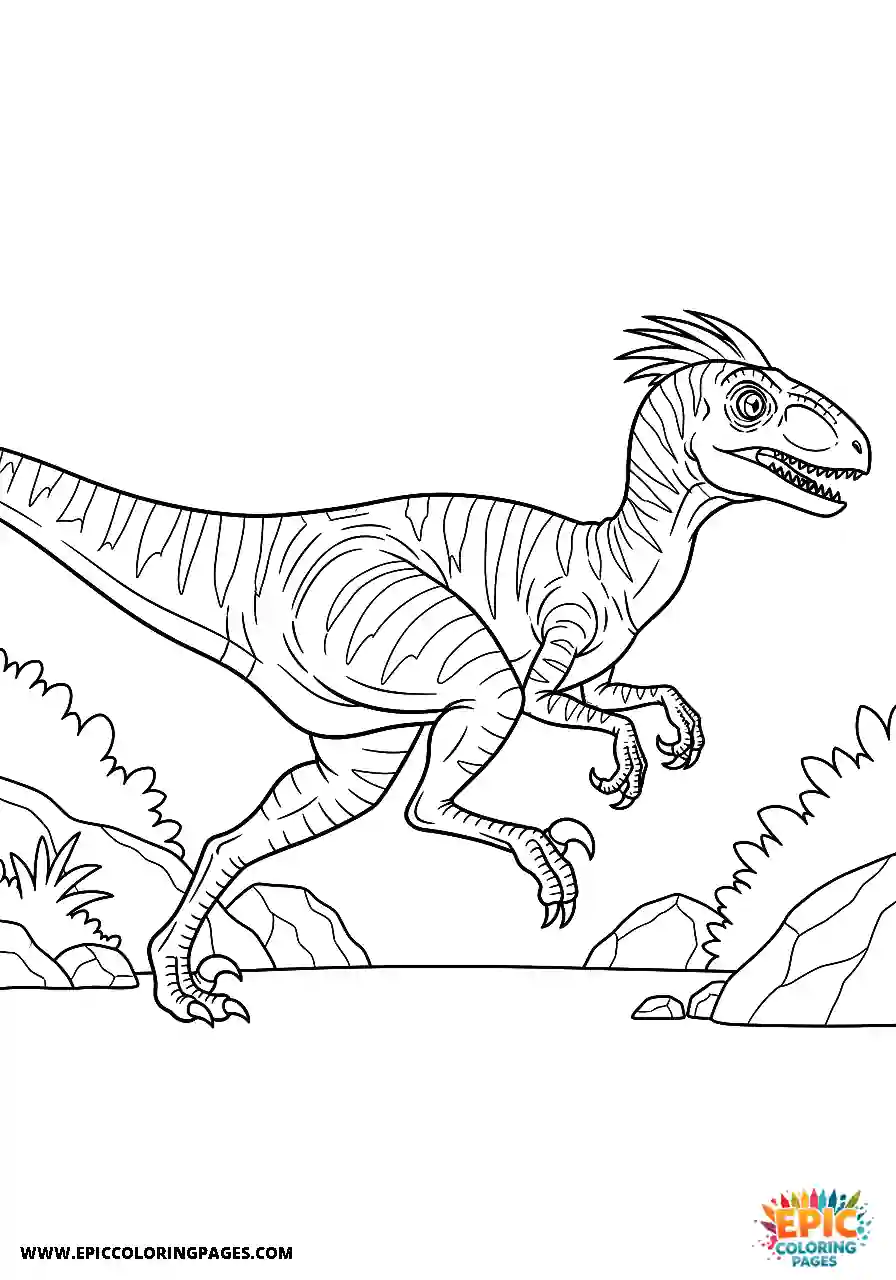 Oviraptor oviraptor running fast in a side view
