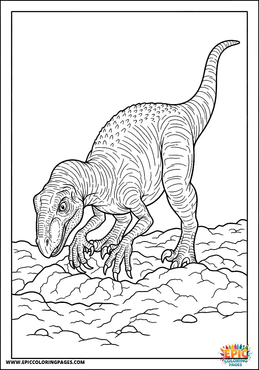 Oviraptor oviraptor scratching at the ground with its claws