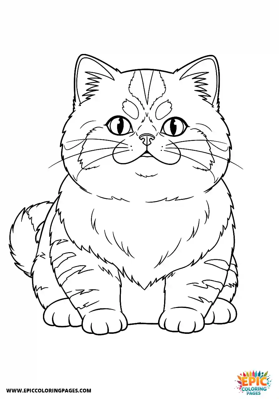 Persian Persian cat anime style coloring page easy and cute