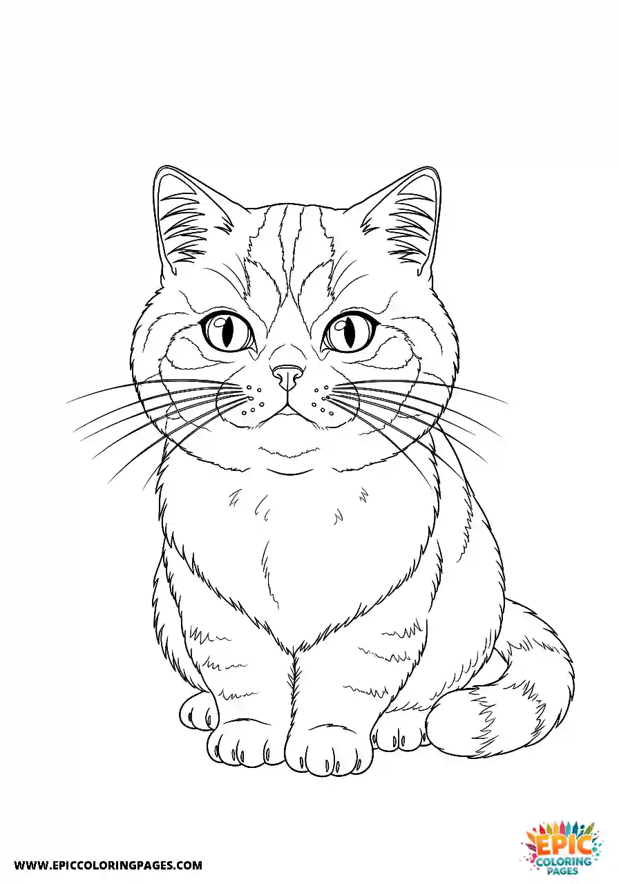Persian Persian cat anime style coloring sheet simple for kids
