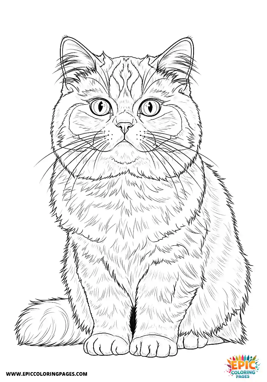 Persian Persian cat art coloring sheet for adults
