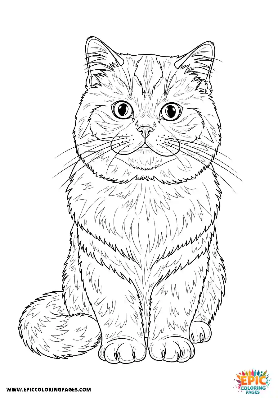 Persian Persian cat cartoon style coloring page easy for kids